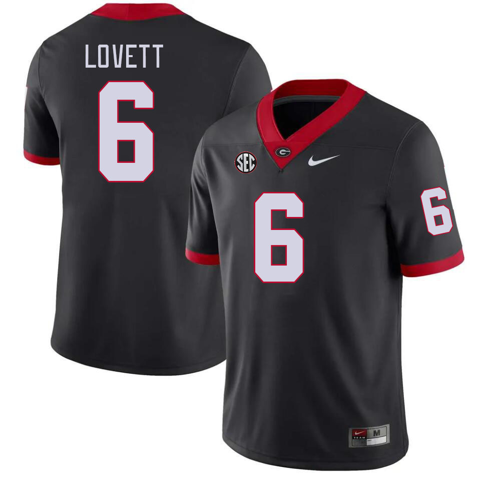 #6 Dominic Lovett Georgia Bulldogs Jerseys Football Stitched-Black